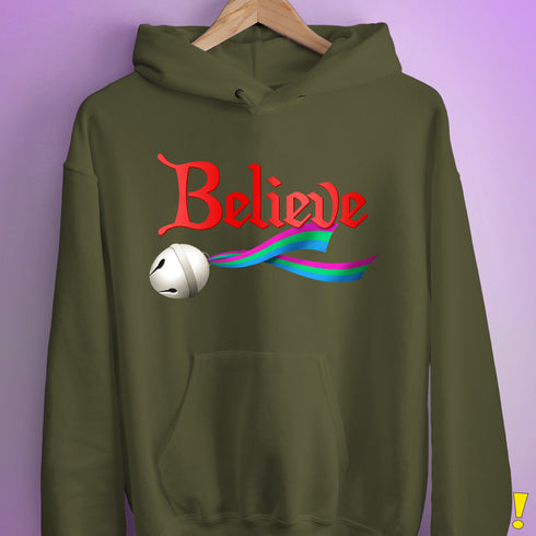 Believe Polysexual Pride Jingle Bell Hoodie - Army